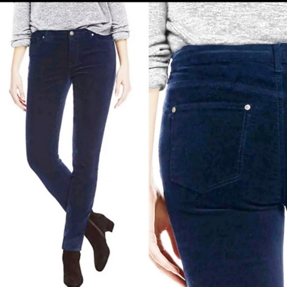 Buffalo David Bitton Navy Blue Micro Corduroy Skinny Mid-Rise  Pants Size 10/30